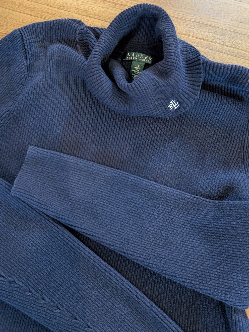 Lauren Ralph Lauren Navy Ribbed Turtleneck Sweater Navy